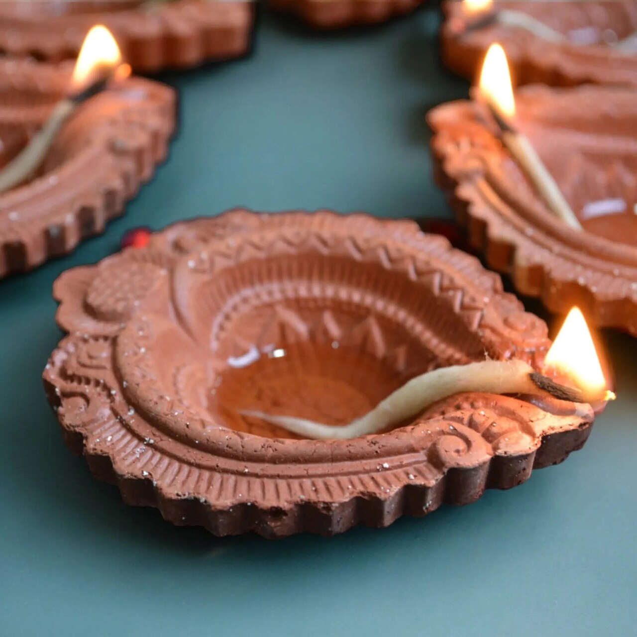 Clay Diya for Pooja Terracotta Clay Diyas Diwali Decoration Puja Deepak for Home Office Temple Decor Traditional Handmade Vilakku Oil Lamps Mitti Ka Diva Deepawali Indian Gift Items